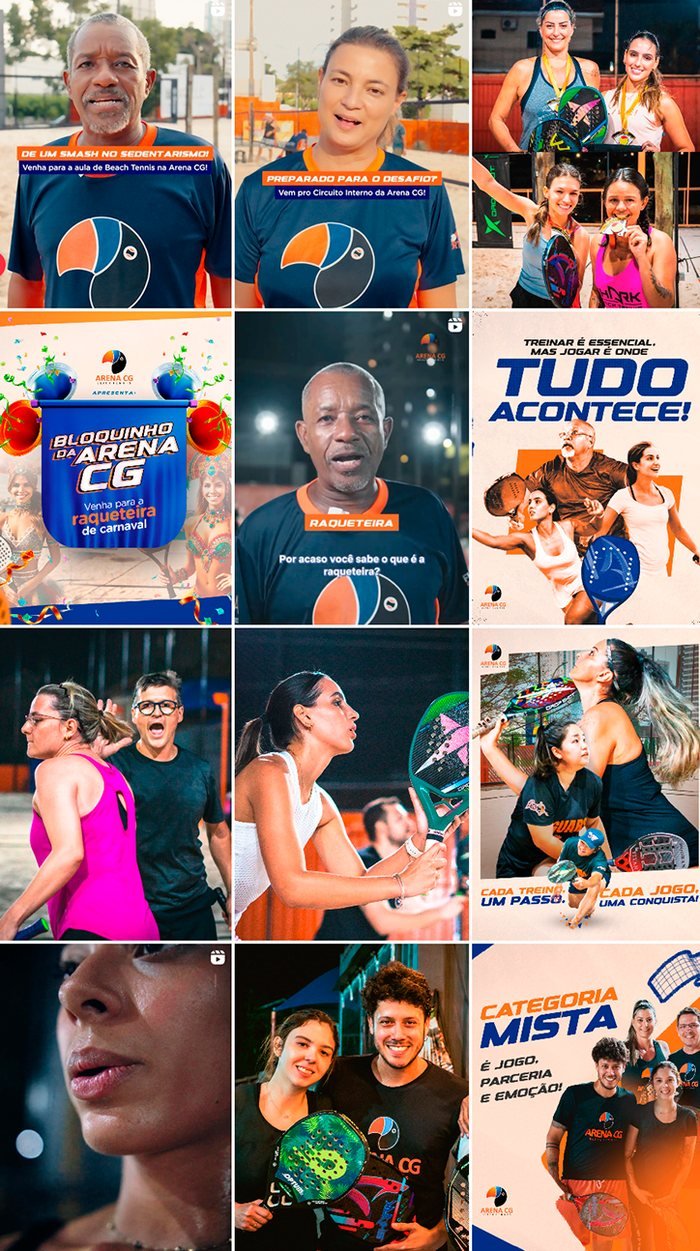 Feed do Instagram criado para a Arena CG Beach Tennis