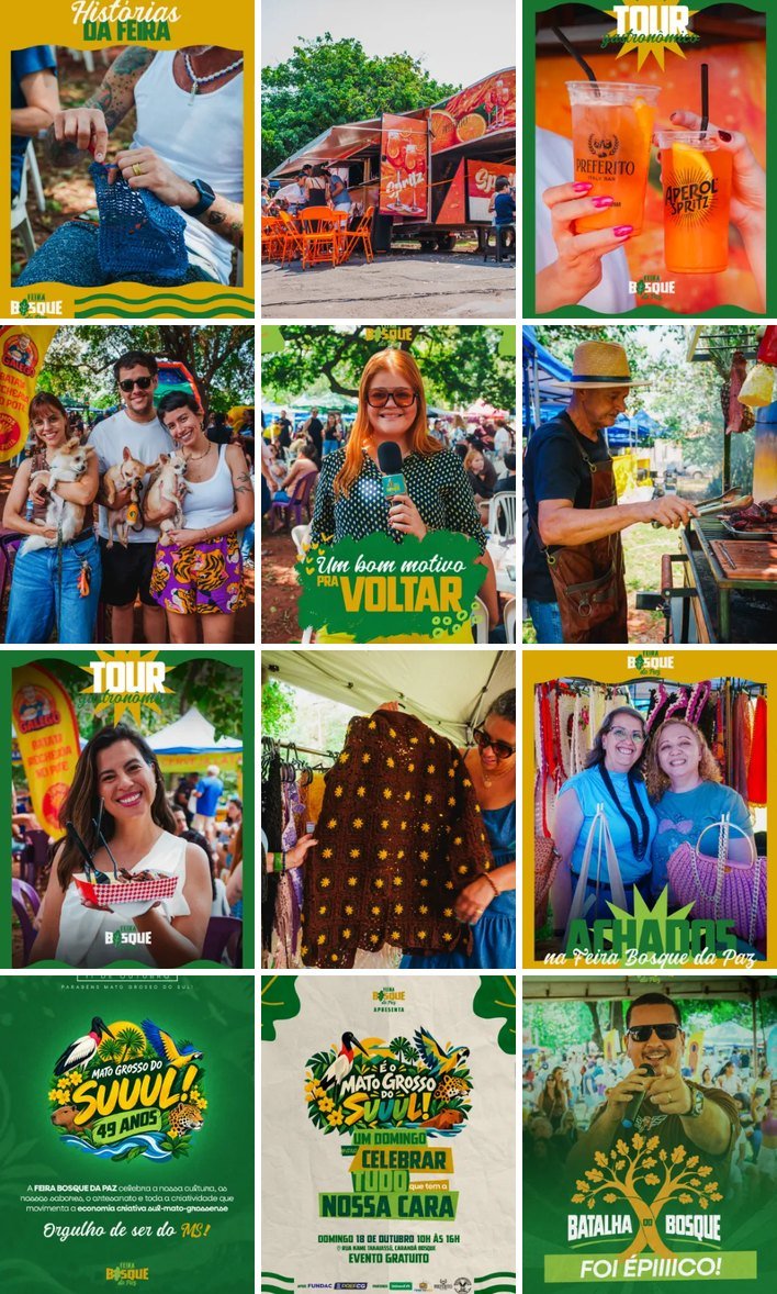 Feed do Instagram criado para a Feira Bosque da Paz