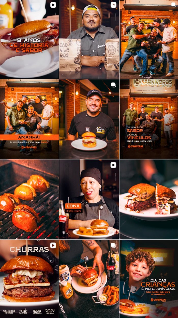 Feed do Instagram criado para o Carnívoros